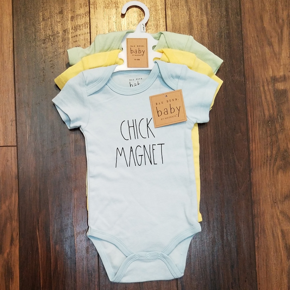 Rae Dunn 3-pack Spring Onesies 6-9 month